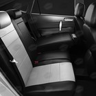 Авточехлы для Ford Mondeo 5 с 2014-2019 г., седан, хэтчбек, универсал, перфорация, экокожа, цвет светло-серый, чёрный - Фото 6