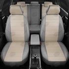 Авточехлы для Ford Mondeo 5 с 2014-2019 г., седан, хэтчбек, универсал, перфорация, экокожа, цвет светло-серый, тёмно-серый - Фото 3