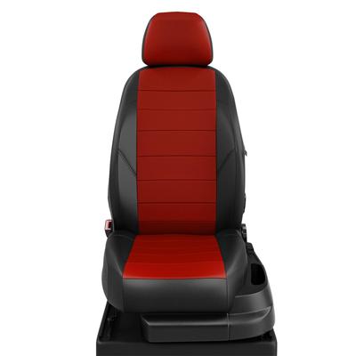Авточехлы для Citroen Berlingo 1 с 1997-2012 г., каблук, перфорация, экокожа, цвет красный, чёрный