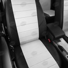 Авточехлы для Citroen Berlingo 1 с 1997-2012 г., каблук, перфорация, экокожа, цвет белый, чёрный - Фото 4