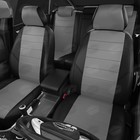 Авточехлы для Citroen Berlingo 2 с 2008-2015 г., каблук, перфорация, экокожа, цвет тёмно-серый, чёрный - Фото 2