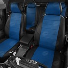 Авточехлы для Volkswagen Polo 5 с 2010-2020 г., седан, перфорация, экокожа, цвет синий, чёрный - Фото 2