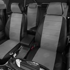 Авточехлы для Volkswagen Polo 5 с 2010-2020 г., седан, перфорация, экокожа, цвет тёмно-серый, чёрный - Фото 2