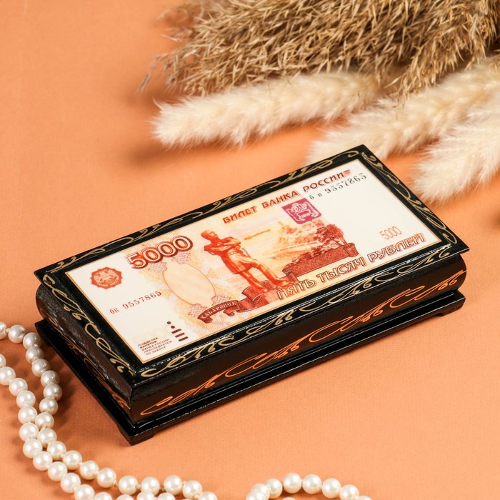 Шкатулка - купюрница «5000 рублей», 8,5×17 см, лаковая миниатюра - фото 1906760163