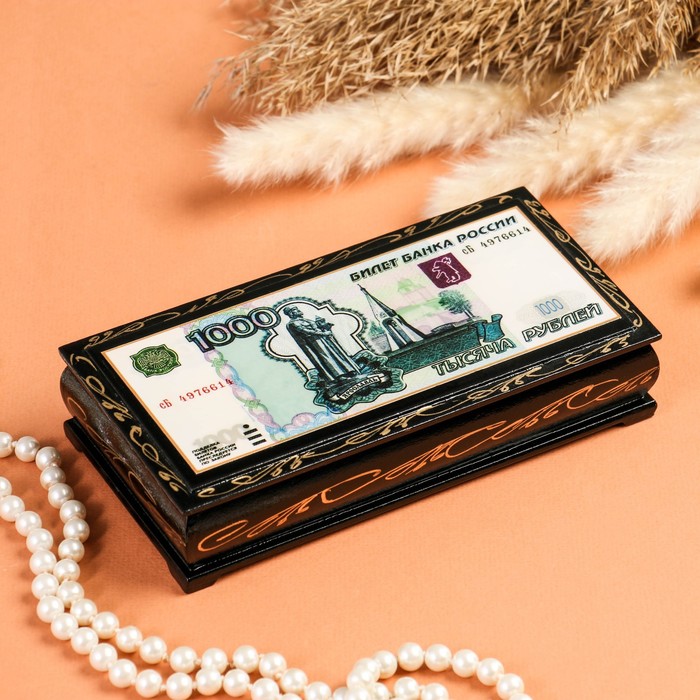 Шкатулка - купюрница «1000 рублей», 8,5х17 см, лаковая миниатюра - фото 1906760166