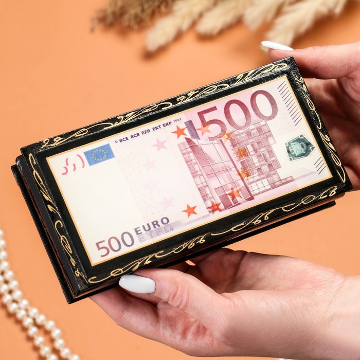 Шкатулка - купюрница «500 EURO», 8,5×17 см, лаковая миниатюра - фото 1906760171