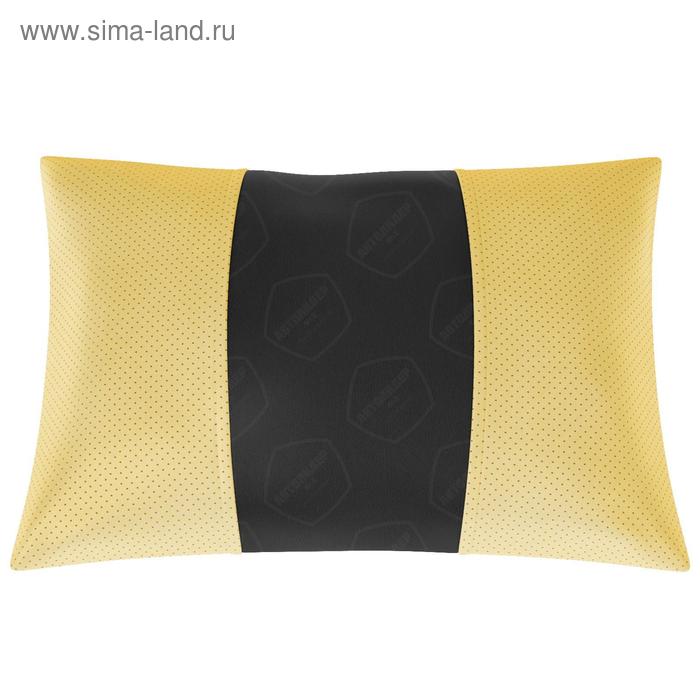 Автомобильная подушка, поясничный подпор, экокожа, чёрно-жёлтая - Фото 1