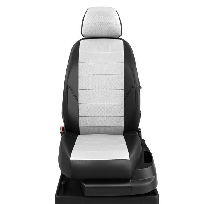 Авточехлы для Citroen C-elysee с 2013-2016 г., седан, перфорация, экокожа, цвет белый, чёрный - Фото 1