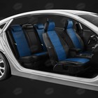 Авточехлы для Citroen C4 2 с 2010-2016 г., седан, перфорация, экокожа, цвет синий, чёрный - Фото 5