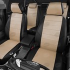 Авточехлы для Citroen C5 2 с 2008-2017 г., седан, перфорация, экокожа, цвет бежевый, чёрный - Фото 2