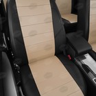 Авточехлы для Citroen C5 2 с 2008-2017 г., седан, перфорация, экокожа, цвет бежевый, чёрный - Фото 4