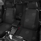 Авточехлы для Daewoo Nexia 2 с 2008-2016 г., седан, жаккард, креп, экокожа, цвет белая точка, чёрный - Фото 2