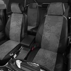 Авточехлы для Datsun Ondo с 2014-2019 г., седан, алькантара, экокожа, цвет тёмно-серый, чёрный - Фото 2