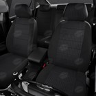 Авточехлы для Datsun Ondo с 2014-2019 г., седан, жаккард, креп, экокожа, цвет белая точка, чёрный - Фото 2