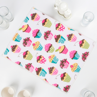 Коврик для сушки посуды Доляна «Пирожные», 38×51 см, микрофибра