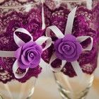 Набор свадебных бокалов "Элит", с кружевным бантом, фиолетовые - Фото 2