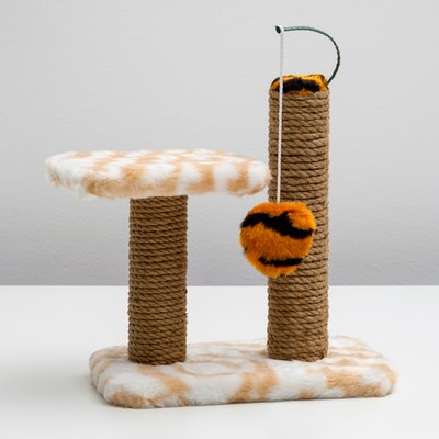 Когтеточка для котят двойная, 30 х 20 х 34 см, джут, микс цветов