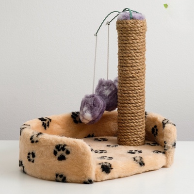 Лежанка с когтеточкой для котят, 34×26×34 см, джут, цвет МИКС
