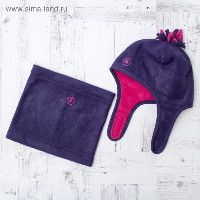 Комплект зимний для девочки (шапка и шарф-снуд), размер 48, цвет фиолетовый W47103 _М - Фото 1