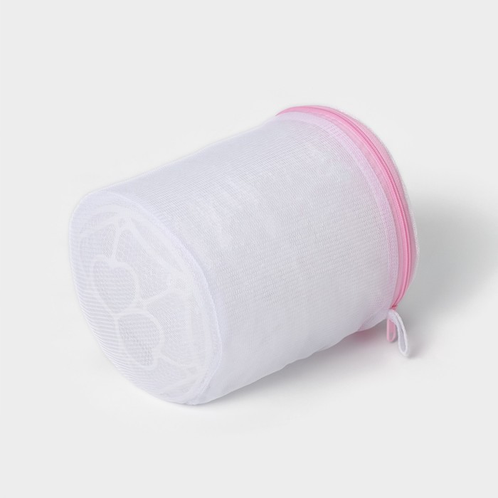 Мешок для стирки белья с диском Доляна, 15×15 см, мелкая сетка, цвет белый - фото 1901021248