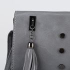 Сумка женская, 1 отдел на клапане, длинный ремень, цвет серый - Фото 4