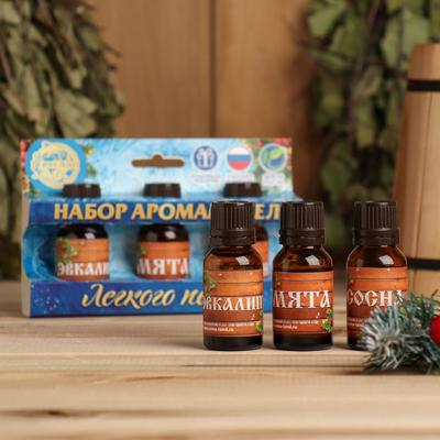 Новогодний набор эфирных масел «С Новым годом! С легким паром!», сосна, эвкалипт и мята, 3 шт. по 15 мл