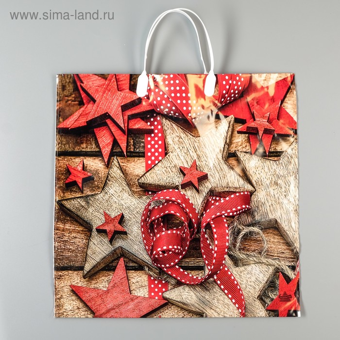 Пакет "Звездочки", полиэтиленовый с пластиковой ручкой, 36 х 37 см, 100 мкм - Фото 1