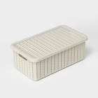 Корзина для хранения «Вязание», 3 л, 26.5×15×10 см, с крышкой, белая - Фото 2