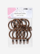 Кольцо для карниза, с зажимом, d=38/48 мм, 10 шт., цвет бронзовый - Фото 5