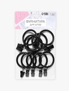 Кольцо для карниза, с зажимом, d=38/48 мм, 10 шт., чёрное - Фото 5