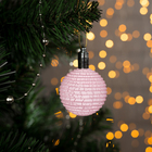 Игрушка световая "Елочный шар ребристый" (батарейки в комплекте) 5 см, 1 LED, RGB, РОЗОВЫЙ - Фото 2