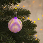 Игрушка световая "Елочный шар ребристый" (батарейки в комплекте) 5 см, 1 LED, RGB, ЖЕЛТЫЙ - Фото 1