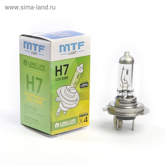 Лампа автомобильная MTF, Standard+30%, H7, 12 В, 55 Вт, HS1207 - Фото 1