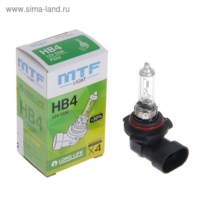 Лампа автомобильная MTF,  Standard+30%, HB4, 12 В, 55 Вт, HS12B4 - Фото 1