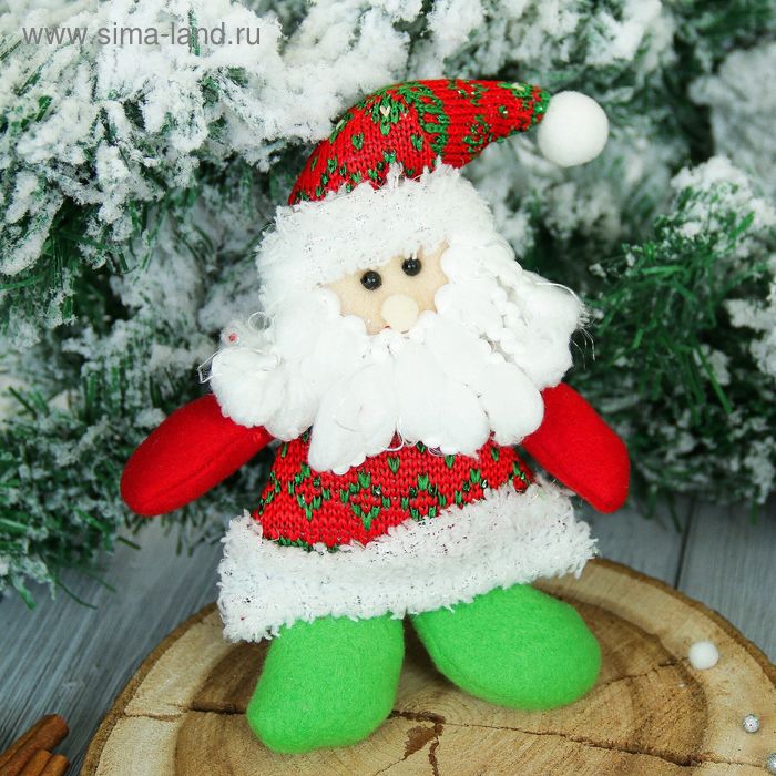 Мягкая игрушка "Дед Мороз" в кофточке с блёстками 9*17 см - Фото 1