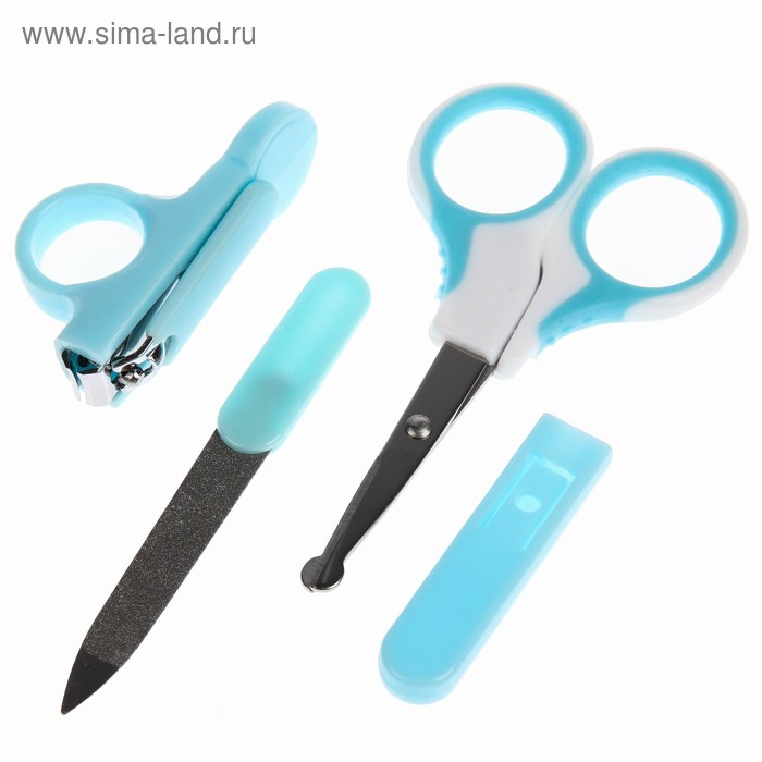 Детский маникюрный набор: безопасные ножницы с колпачком, щипчики, пилочка, от 0 мес., цвет МИКС