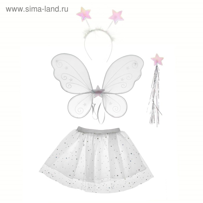 Карнавальный набор «Ангелочек», 4 предмета: крылья, ободок, юбка, жезл, 3-5 лет