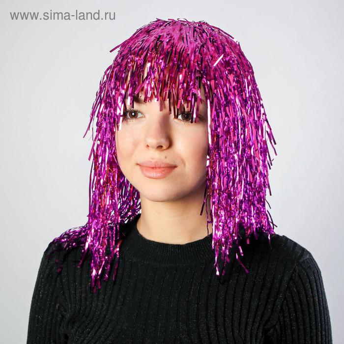 Карнавальный парик «Дождь», 45 см, цвет фуксия - Фото 1