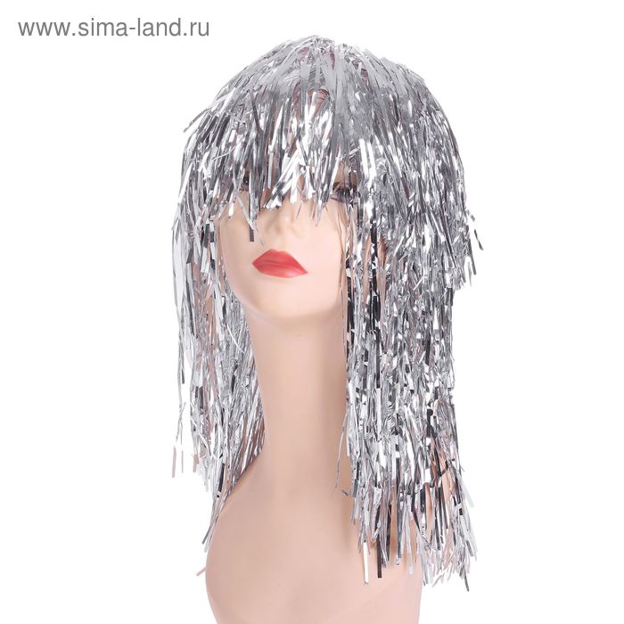 Карнавальный парик «Дождь», 45 см, цвет серебряный - Фото 1