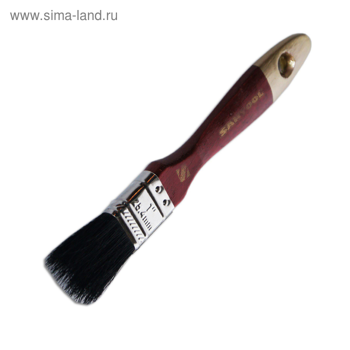 Кисть SANTOOL плоская МАСТЕР 25 мм, черная натуральная щетина деревянная ручка - Фото 1