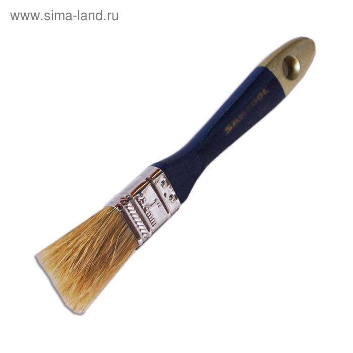 Кисть SANTOOL плоская ЭКСПЕРТ 25 мм, натуральная щетина синяя деревянная ручка - Фото 1