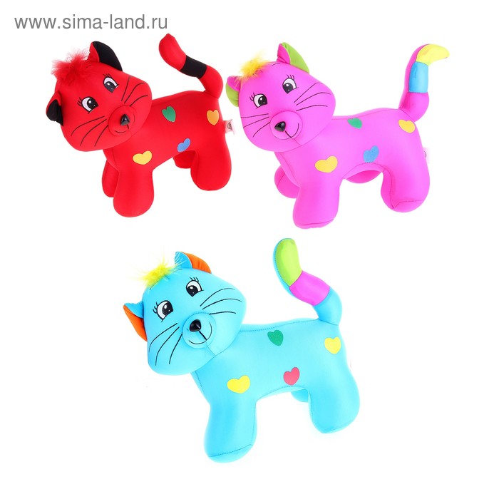 Мягкая игрушка антистресс "Кошка с сердечками", цвета МИКС - Фото 1