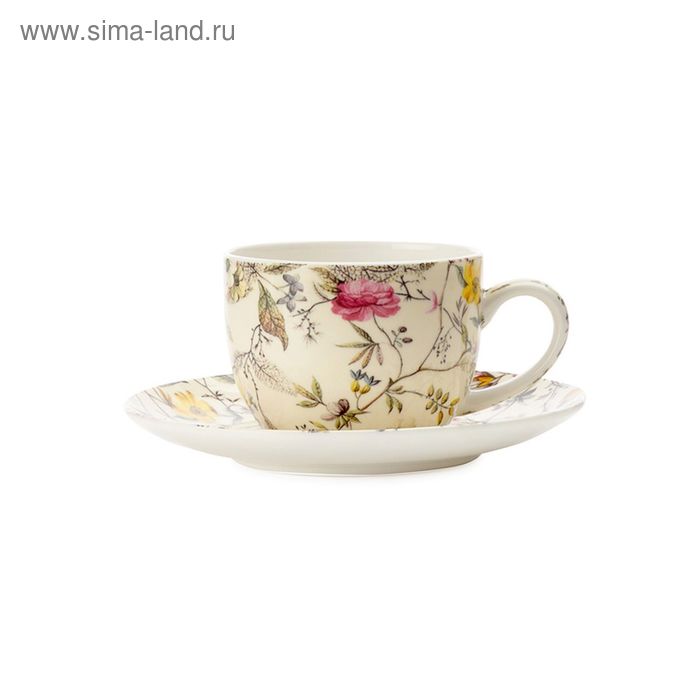 Чашка с блюдцем для кофе "Летние цветы", в подарочной упаковке - Фото 1