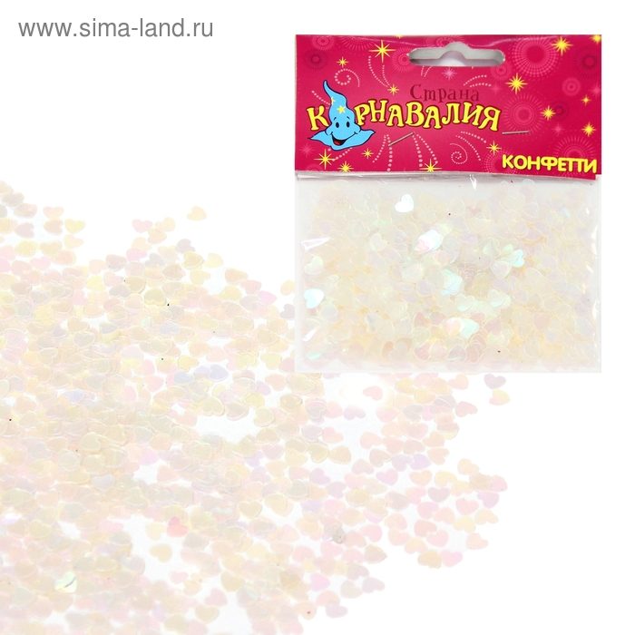 Карнавальные конфетти "Перламутровые сердечки", 14 гр - Фото 1