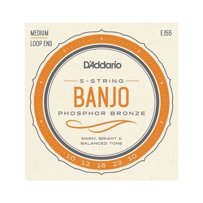 Струны для 5-струнного банджо D'Addario EJ55 фосф.бронза, Medium, 10-23
