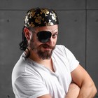 Бандана «Золотые черепа», с волосами, р-р 56-58, цвет чёрный - Фото 1