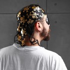 Бандана «Золотые черепа», с волосами, р-р 56-58, цвет чёрный - Фото 2