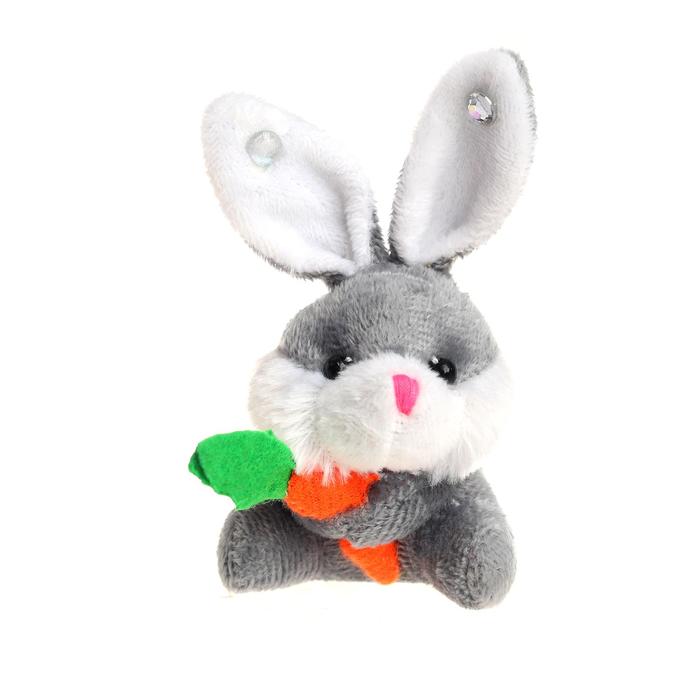 Игрушка-брелок «Заяц с морковкой», на ушах стразы, цвета МИКС - Фото 1