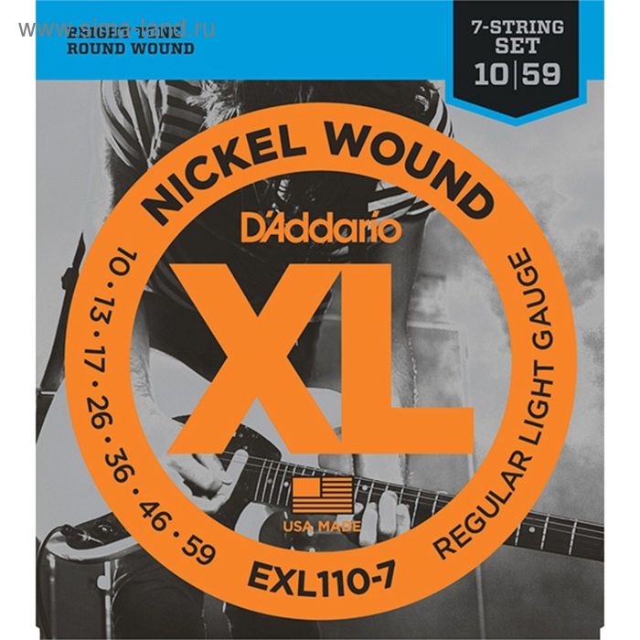 Струны для 7-струнной электрогитары D`Addario EXL110-7 XL NICKEL WOUND  Regular Light - Фото 1
