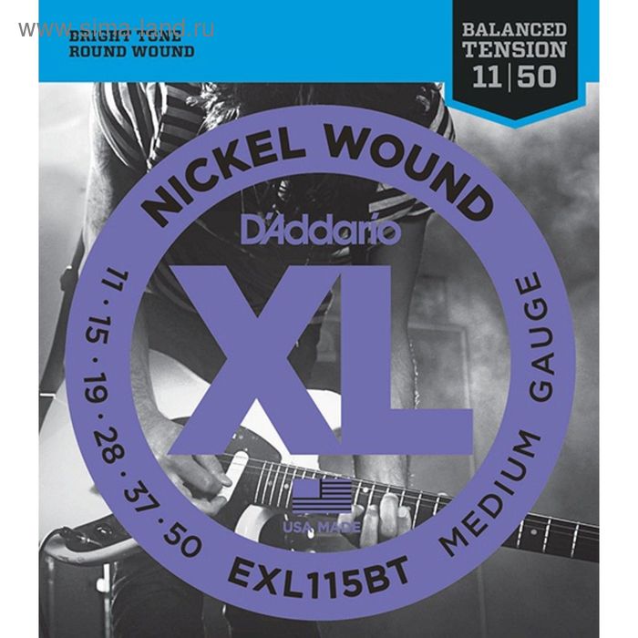 Комплект струн для электрогитары D'Addario EXL115BT Nickel Wound Medium, 11-50 - Фото 1